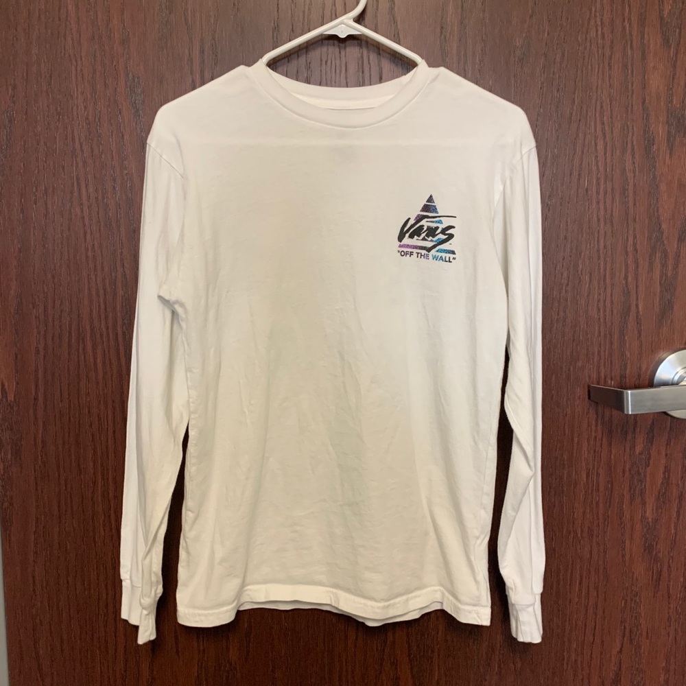 vans white long sleeve shirt